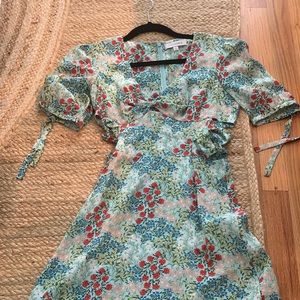 INTERMIX NESSA PRINTED HIGH-LOW SILK DRESS